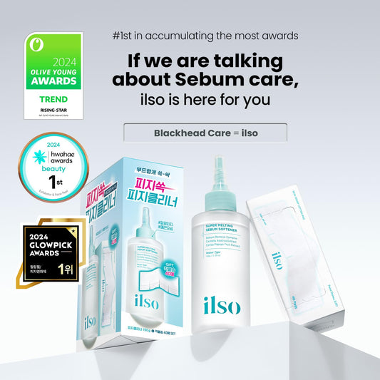 ILSO Super Melting Sebum Softener, 5.29 fl oz, with 40 Skin Wrap Cotton Pads included, Pore Cleansing Solution, Blackhead Softener, Melts Away Blackheads & Sebum, Korean Skincare