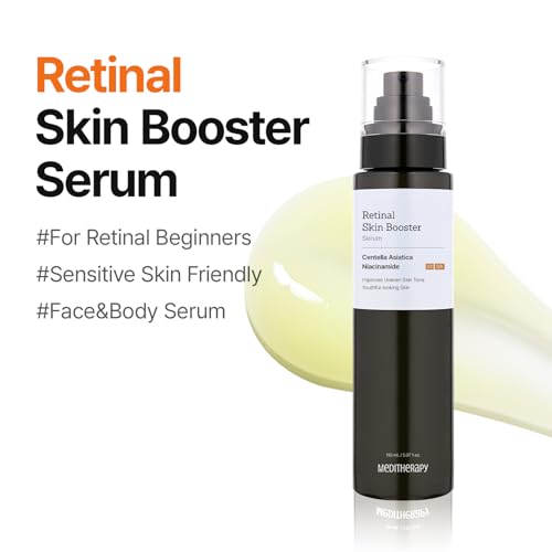 MEDITHERAPY Retinal Skin Booster Serum – Daily Retinal 100ppm for Beginners, Non-Irritating Retinol for Face & Body – Pore Minimizer, Wrinkle Treatment, Glass Skin – Korean Skin Care, Large Size (150ml)