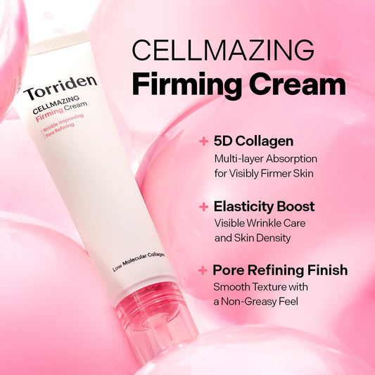Torriden CELLMAZING Collagen Firming Cream 60ml (2.02 fl.oz.) | Improving Saggy Pore and Wrinkle | 5D Collagen Complex, Amino Acid Complex, Peptide | Korean Skincare