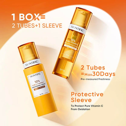 Skintific 10% Pure Vitamin C Brightening Serum, 2 Tubes with Protective Sleeve, 30 Days Fresh