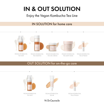 Dr.Ceuracle Vegan Kombucha Tea Special Set - Korean Skincare Set, Hydrating and Nourishing Gift Set included Essence, Gel Cream, Lip Balm