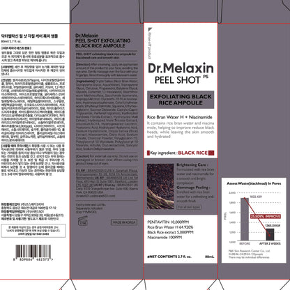 Dr.Melaxin Peel Shot Glow Rice Peeling Ampoule 80ml Daily Soft Exfoliating Face and Body Scrub Dead Skin Cells Remover for All Skin Types korean skin care
