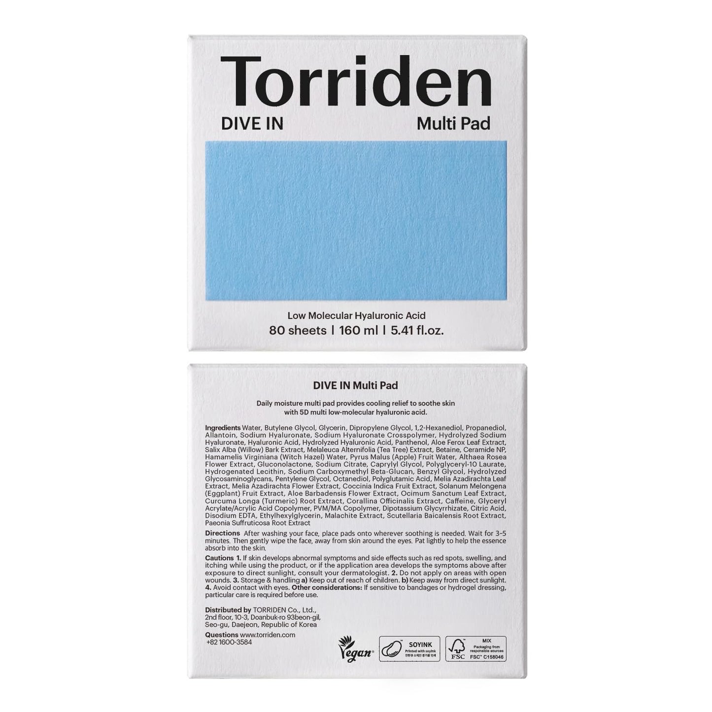 Torriden DIVE IN Multi Pad (80 pads) | Serum infused Facial Pads for Cooling, Soothing, Hydrating Spot Masking | Hyaluronic Acid, Panthenol, Allantoin