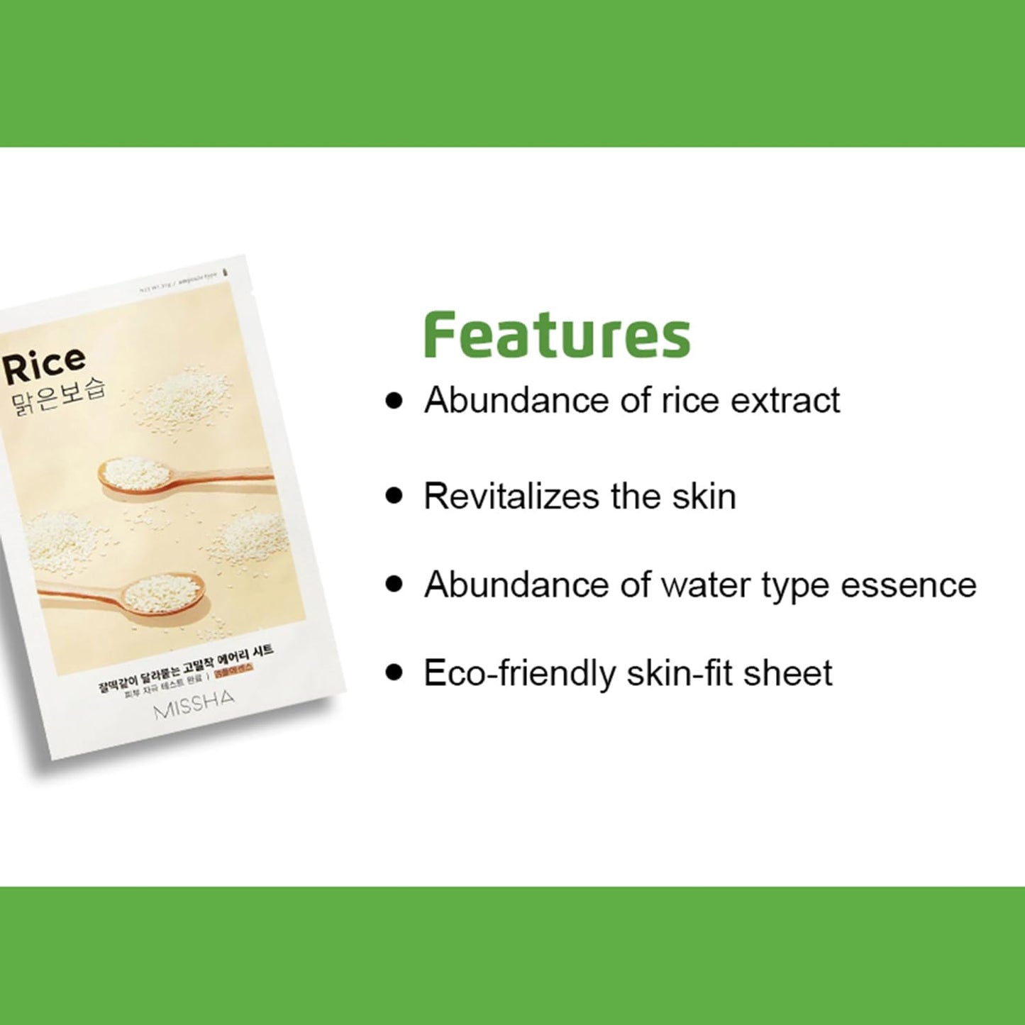 MISSHA Airy Fit Sheet Mask Rice Cloth Mask Ampoule Type Moisturising Anti-Ageing