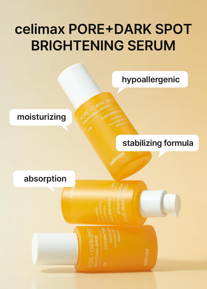 celimax Pore+Dark Spot Brightening Serum 30ml | Gel-like Serum for Enlarged Pores with Niacinamide, Tranexamic Acid, Pore Minimizer, Non-Irritating, Hydrating, For Sensitive Skin, hyperpigmentation