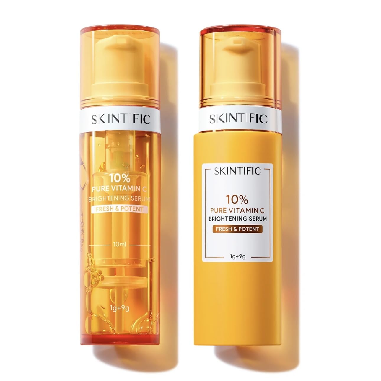 Skintific 10% Pure Vitamin C Brightening Serum, 2 Tubes with Protective Sleeve, 30 Days Fresh