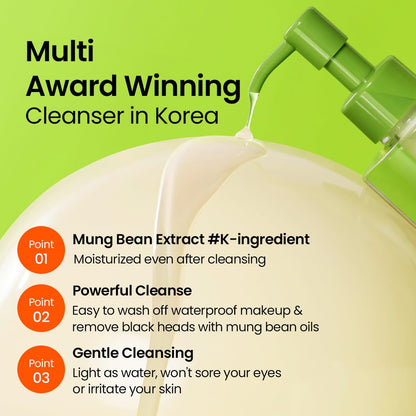 beplain Mung Bean Cleansing Oil | Oil Cleanser For Face, Makeup, Blackhead Remover, Korean Skin Care | deep cleansing oil for Sensitive & Dry skin
