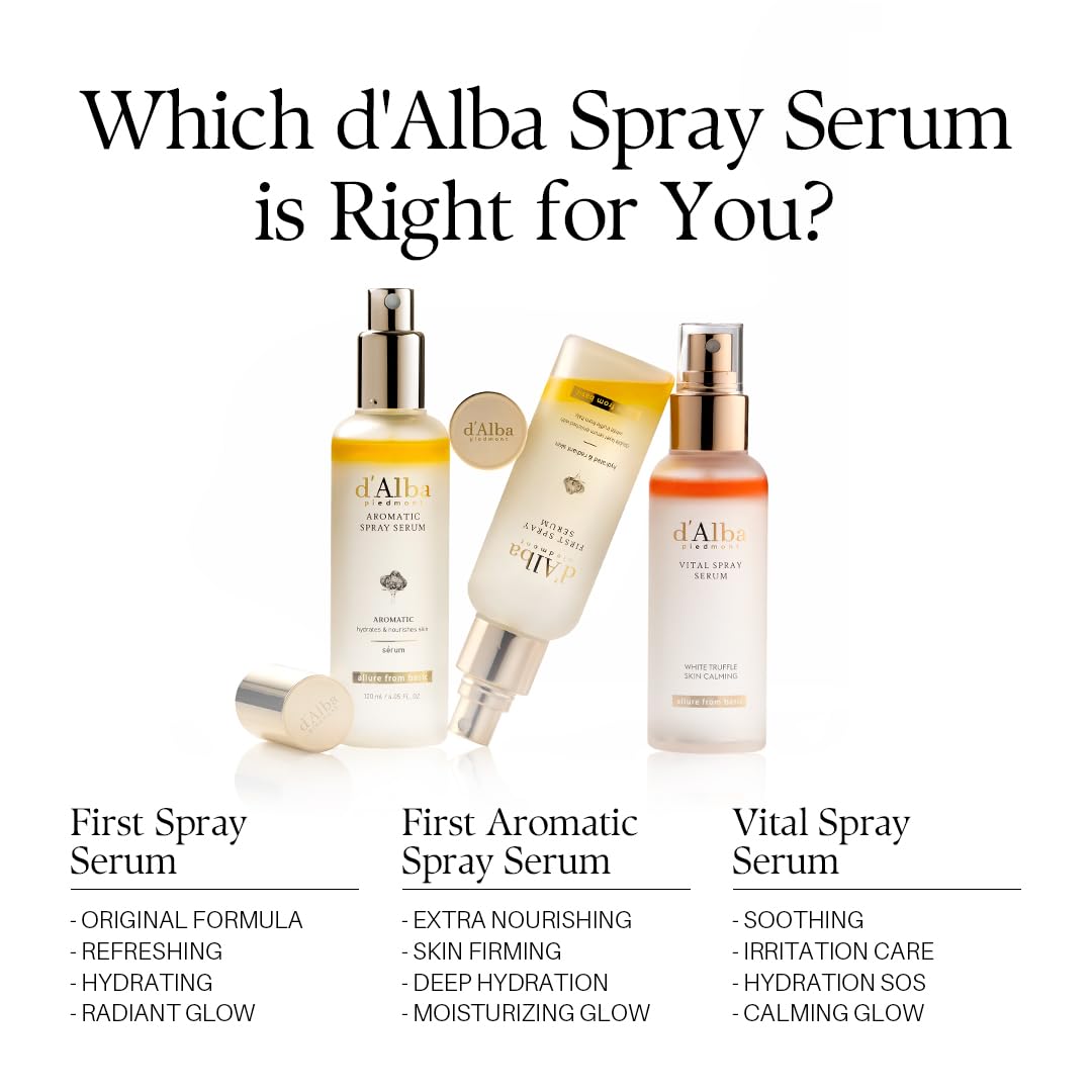 d'Alba Italian White Truffle First Spray Serum, Vegan Skin Care, Hydrating Face Moisturizer, Glow Serum for Radiant Skin, Non Comedogenic, All In One Mist, Korean skincare