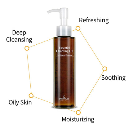 The Skin House Essential Cleansing Oil – Lightweight Oil to Milk Makeup Remover for Face | Deep Cleansing, Hydrating Formula | Removes Waterproof Makeup | Non-Greasy Korean Skincare | 5.07 fl oz