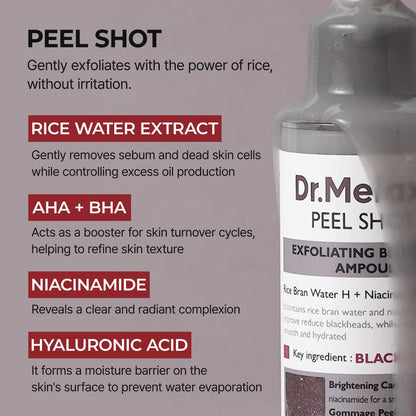 Dr.Melaxin Peel Shot Glow Rice Peeling Ampoule 80ml Daily Soft Exfoliating Face and Body Scrub Dead Skin Cells Remover for All Skin Types korean skin care