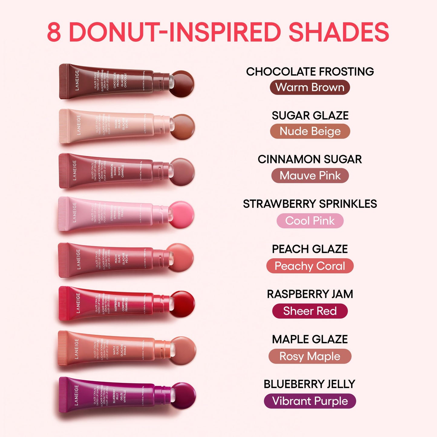 LANEIGE Glaze Craze Tinted Lip Serum: Plumping, Nourishing Hydration with Polypeptide