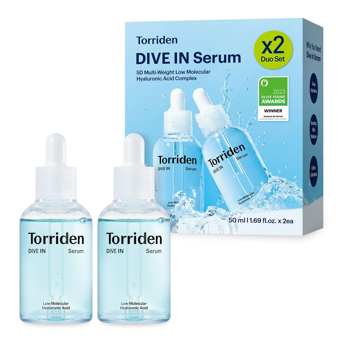 Torriden DIVE IN Hyaluronic Acid Serum 50ml | Deep Hydration to Get Glow Skin | Hyaluronic Acid, Panthenol, Allantoin | Korean Facial Serum