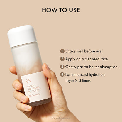 Dr.Ceuracle Vegan Kombucha Tea Gel Cream+Essence A hydrating vegan gel cream formulated with Kombucha Extract, a long-fermented black tea, leaving skin supple