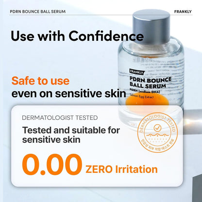 FRANKLY Salmon PDRN Bounce Ball Serum – PDRN Salmon DNA Serum for Plumping, Firming & Glass Skin | Glowing skin Booster | Lightweight, Non-Sticky Korean Skincare | 30mL