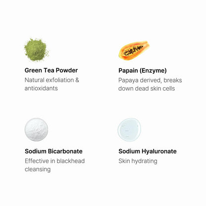 [BY WISHTREND] Green Tea & Enzyme Powder Wash 3.88 Ounce (Pack of 1) Green tea pore cleanser, Gentle exfoliator, Hydrating daily facial cleanser, Face wash for blackheads, Travel friendly, Fragrance and colorant free
