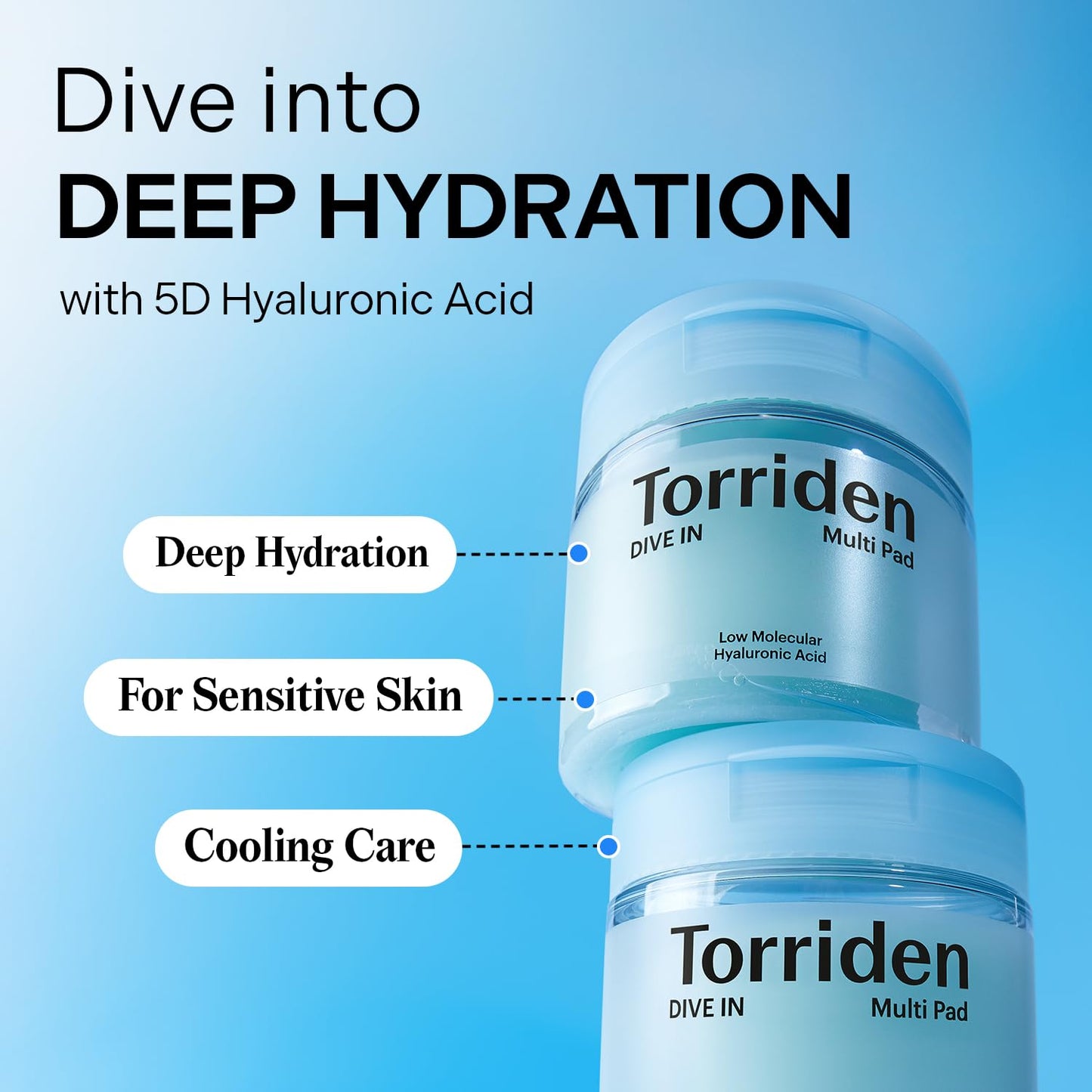 Torriden DIVE IN Multi Pad (80 pads) | Serum infused Facial Pads for Cooling, Soothing, Hydrating Spot Masking | Hyaluronic Acid, Panthenol, Allantoin