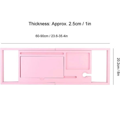 Bathtub Caddy Tray, Extendable Bath Organiser with Book Rest, Pink Bath Shelf