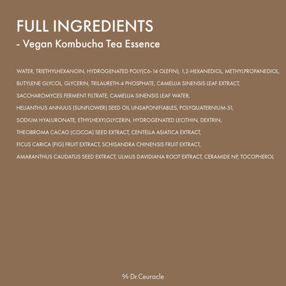 Dr.Ceuracle Vegan Kombucha Tea Gel Cream+Essence A hydrating vegan gel cream formulated with Kombucha Extract, a long-fermented black tea, leaving skin supple