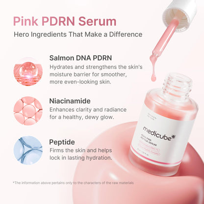 medicube PDRN Pink Peptide Serum, Pink glow serum, Peptide, Niacinamide, Hydrating & Moisturizing & Firming, Uneven Skin Tone, Korean Skincare | 1.01 fl.oz.