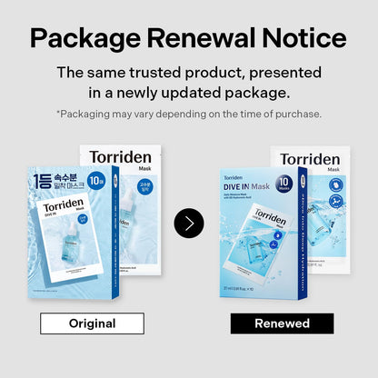 Torriden DIVE-IN Low-molecular Hyaluronic Acid Mask, 10 Sheets