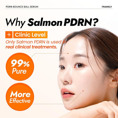 FRANKLY Salmon PDRN Bounce Ball Serum – PDRN Salmon DNA Serum for Plumping, Firming & Glass Skin | Glowing skin Booster | Lightweight, Non-Sticky Korean Skincare | 30mL