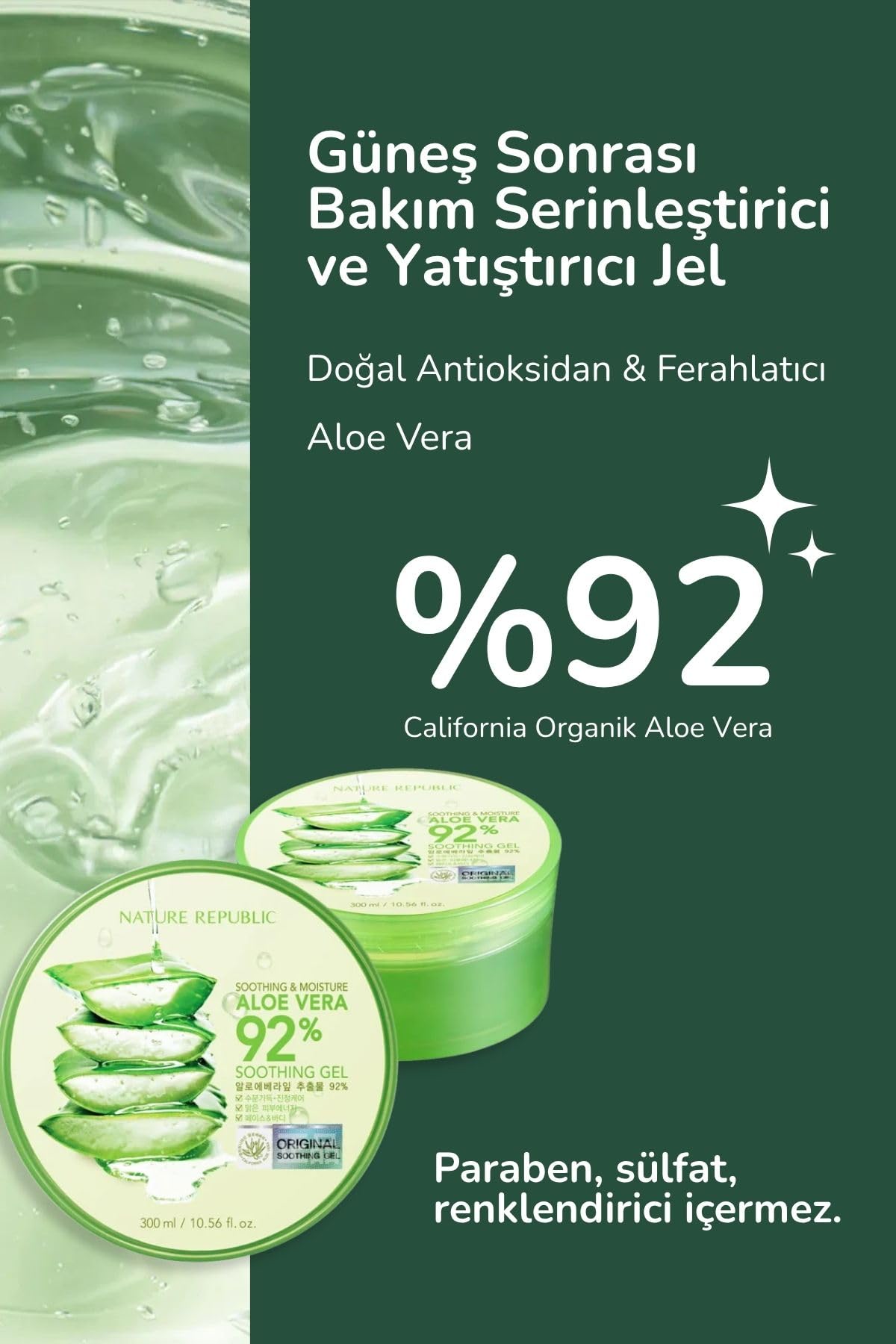 Nature Republic Soothing & Moisture Aloe Vera 92% Gel Mist, 150 Gram