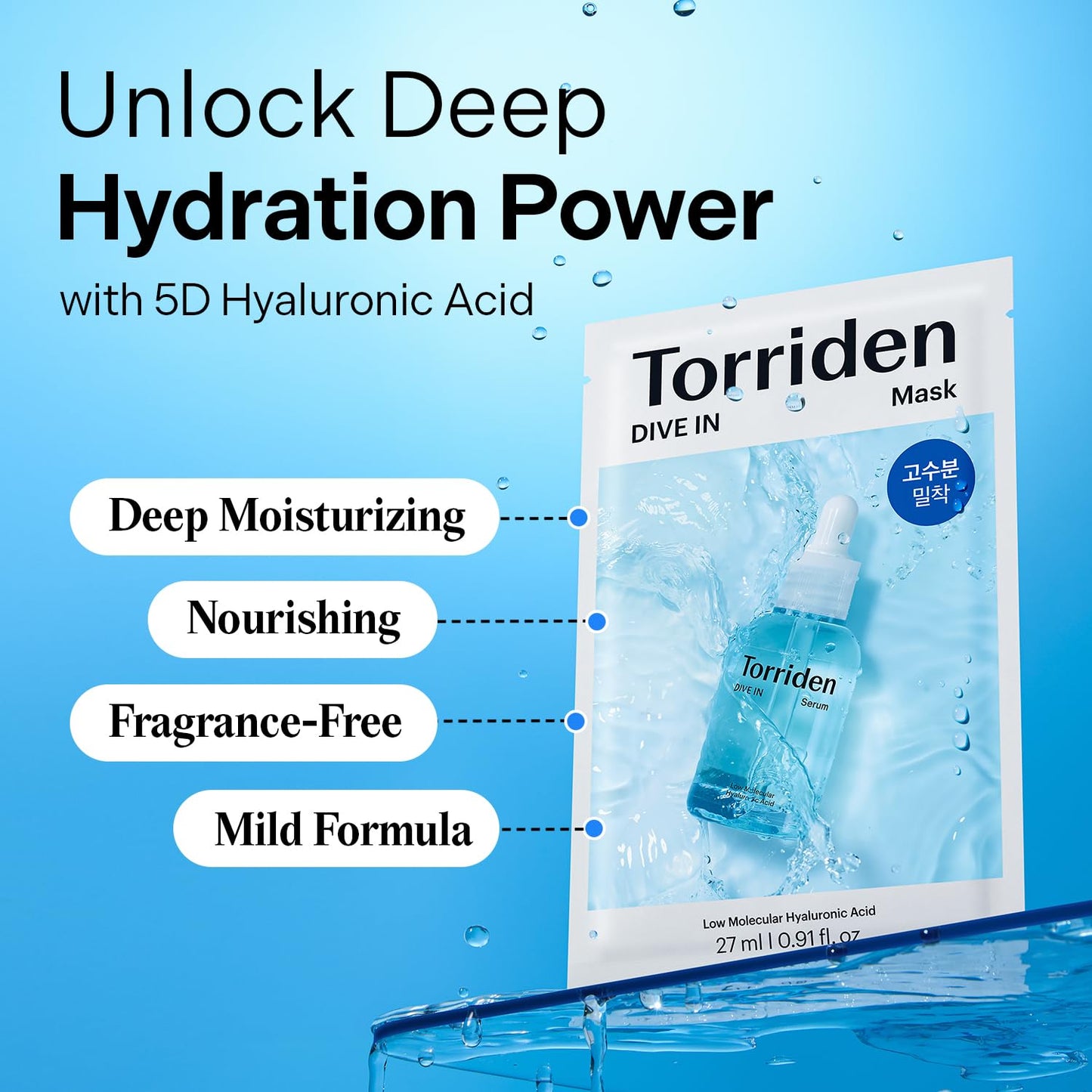 Torriden DIVE-IN Low-molecular Hyaluronic Acid Mask, 10 Sheets