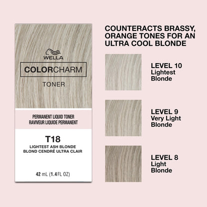 Wella Color Charm Permanent Liquid Hair Toner - T18 - Lightest Ash Blonde