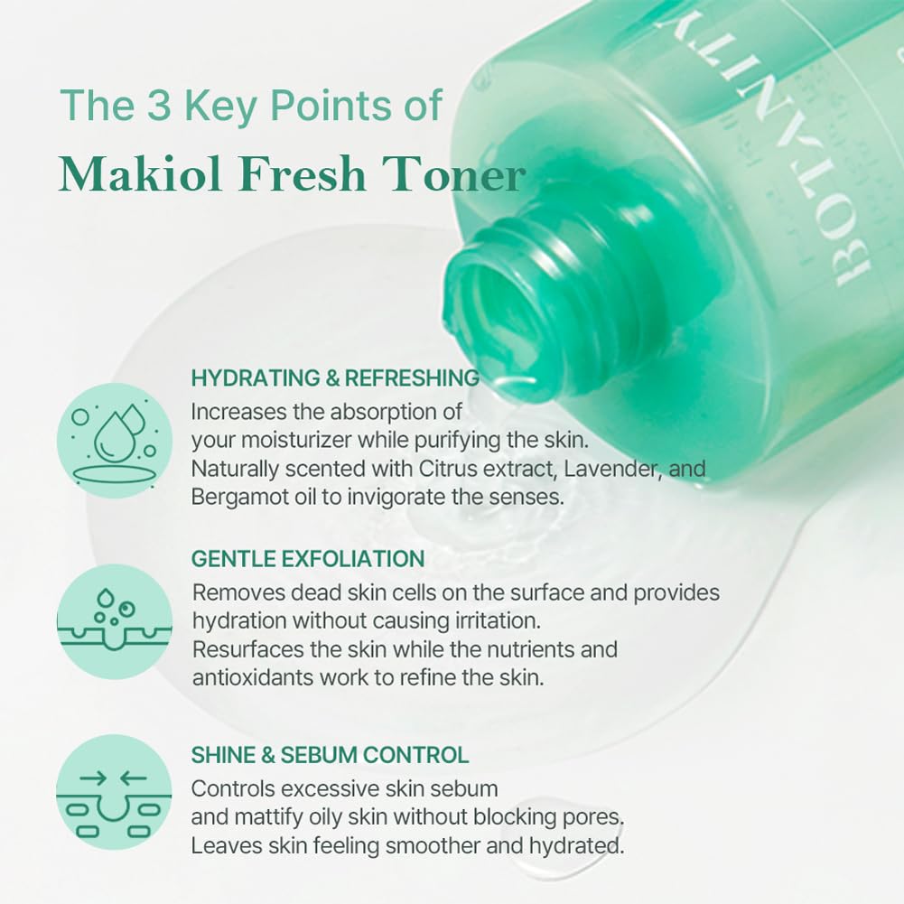 BOTANITY Makiol Toner | PHA | Cica Toner | Hydrating & Refreshing for Oily Skin | Sebum Control | Pore Refining | Acne Prone Sensitive Skin, Oily Skin | Cruelty-Free | 10fl oz