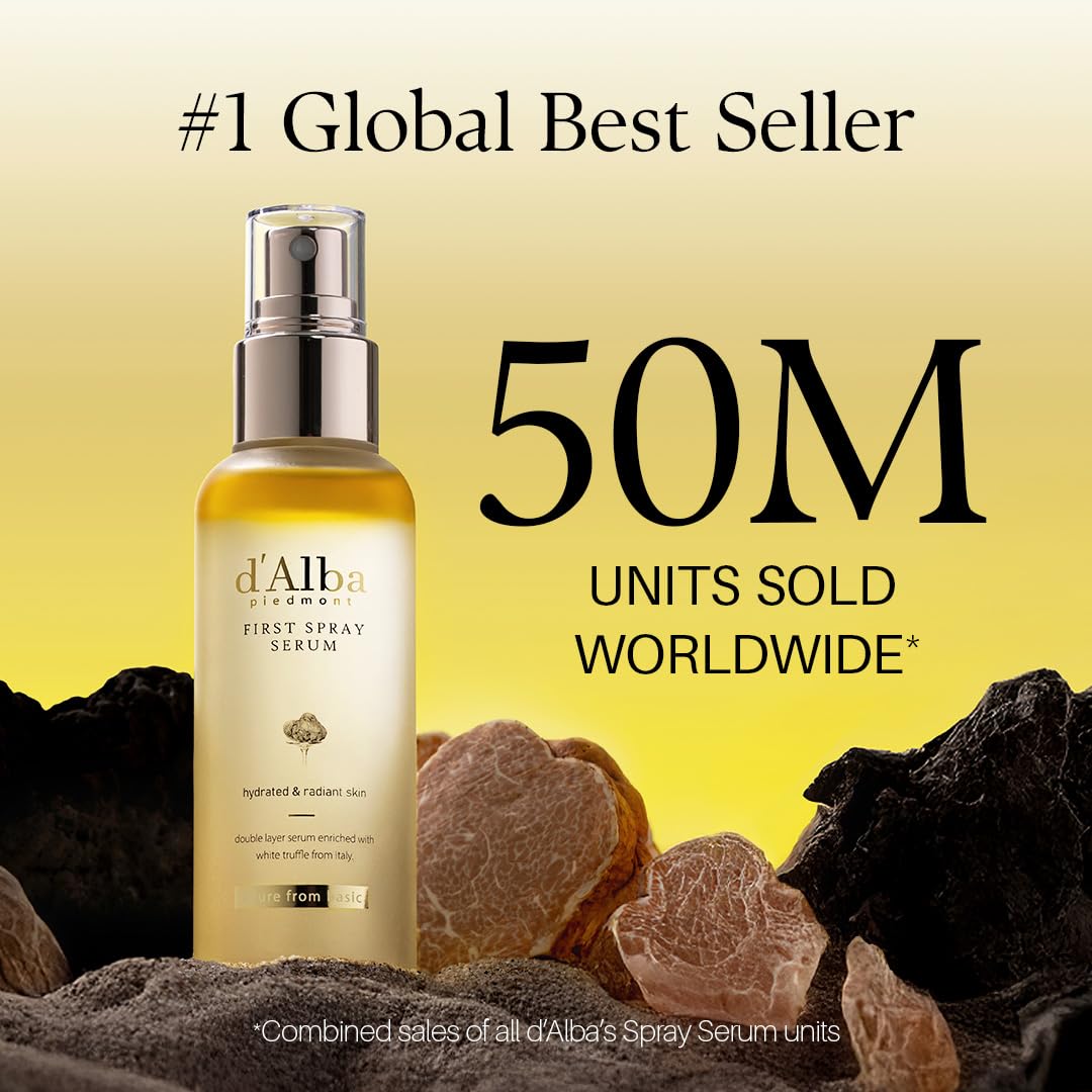 d'Alba Italian White Truffle First Spray Serum, Vegan Skin Care, Hydrating Face Moisturizer, Glow Serum for Radiant Skin, Non Comedogenic, All In One Mist, Korean skincare