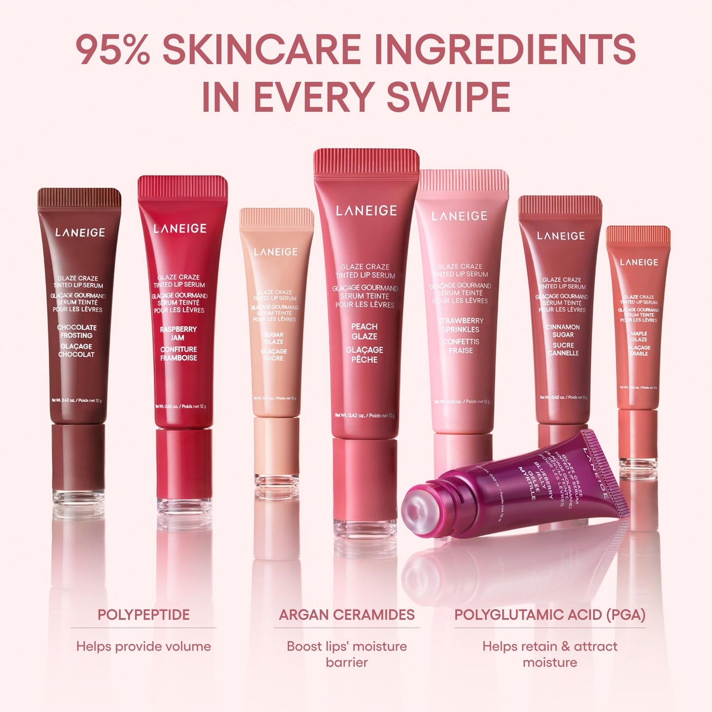 LANEIGE Glaze Craze Tinted Lip Serum: Plumping, Nourishing Hydration with Polypeptide