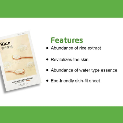 MISSHA Airy Fit Sheet Mask Rice Cloth Mask Ampoule Type Moisturising Anti-Ageing
